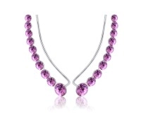 Silver Earrings Studded with Rhinestones EL-115